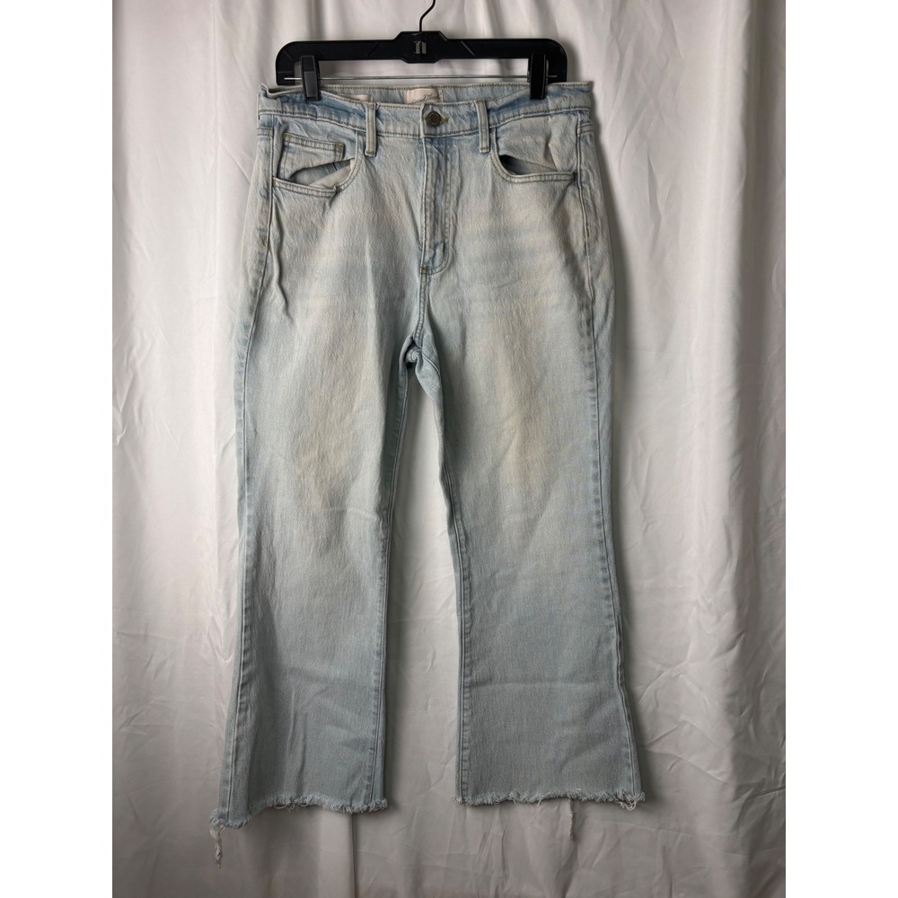Universal Thread High Rise Flare Jeans Light Wash Raw Hem Size 12/R Womens
